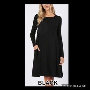 Super soft Long Sleeve Black Dress